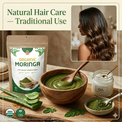 SPICY ORGANIC USDA Bio Moringa Pulver 227 g | Bio Moringa Blattpulver | Natürliche Energie, Vegan, Ohne Gentechnik, Glutenfrei – Für Smoothies, Tees, Kochen – Wieder verschließbarer Beutel