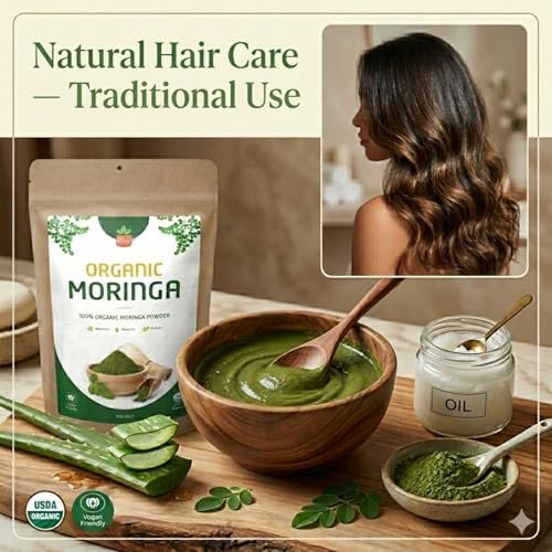 SPICY ORGANIC USDA Bio Moringa Pulver 227 g | Bio Moringa Blattpulver | Natürliche Energie, Vegan, Ohne Gentechnik, Glutenfrei – Für Smoothies, Tees, Kochen – Wieder verschließbarer Beutel