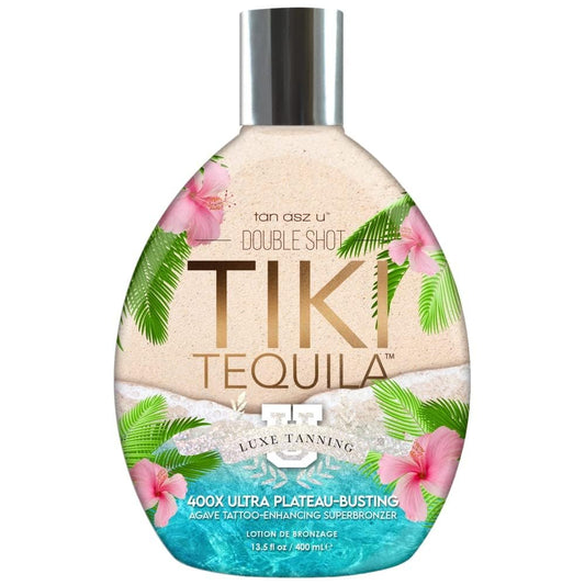 Tan ASZ U Tiki Tequila 400X Double Shot Ultra Plateau-Busting Bronzer mit Agavenextrakten, Tattoo-Verstärkungskomplex & Hautpflege-Mischung – 13,5 oz Superbronzer Lotion