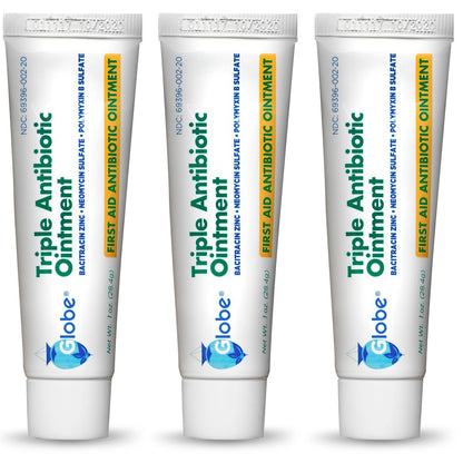 Globe Triple Antibiotika Salbe (3er Pack, 1 oz) – Wundsalbe zur Vorbeugung von Infektionen bei kleinen Schnitten, Kratzern und Schürfwunden