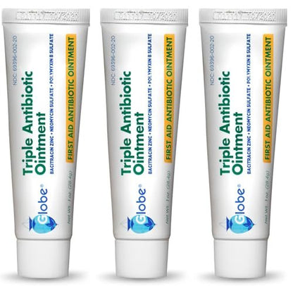 Globe Triple Antibiotika Salbe (3er Pack, 1 oz) – Wundsalbe zur Vorbeugung von Infektionen bei kleinen Schnitten, Kratzern und Schürfwunden