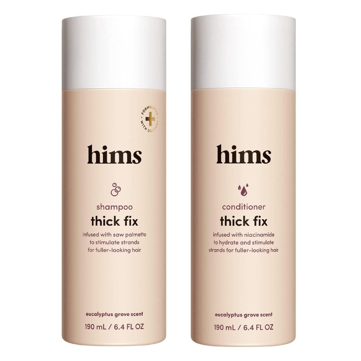 Hims Thick Fix Shampoo & Conditioner Set – Saw Palmetto für gesundes Haarwachstum & Verdickung – Kopfhautreinigung – Vegan, sulfatfrei & tierversuchsfrei – Eukalyptusduft, 2 x 190 ml