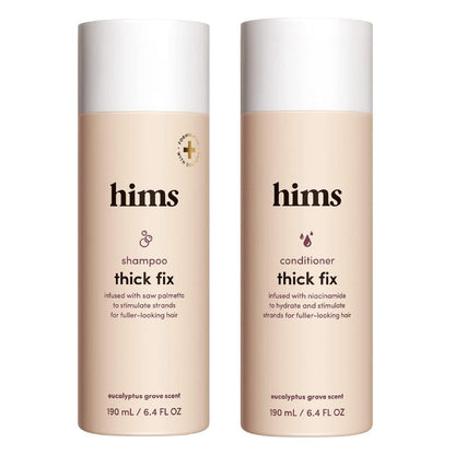 Hims Thick Fix Shampoo & Conditioner Set – Saw Palmetto für gesundes Haarwachstum & Verdickung – Kopfhautreinigung – Vegan, sulfatfrei & tierversuchsfrei – Eukalyptusduft, 2 x 190 ml