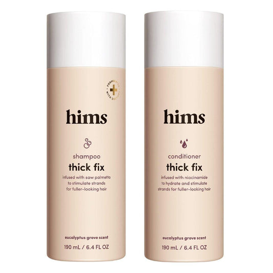 Hims Thick Fix Shampoo & Conditioner Set – Saw Palmetto für gesundes Haarwachstum & Verdickung – Kopfhautreinigung – Vegan, sulfatfrei & tierversuchsfrei – Eukalyptusduft, 2 x 190 ml
