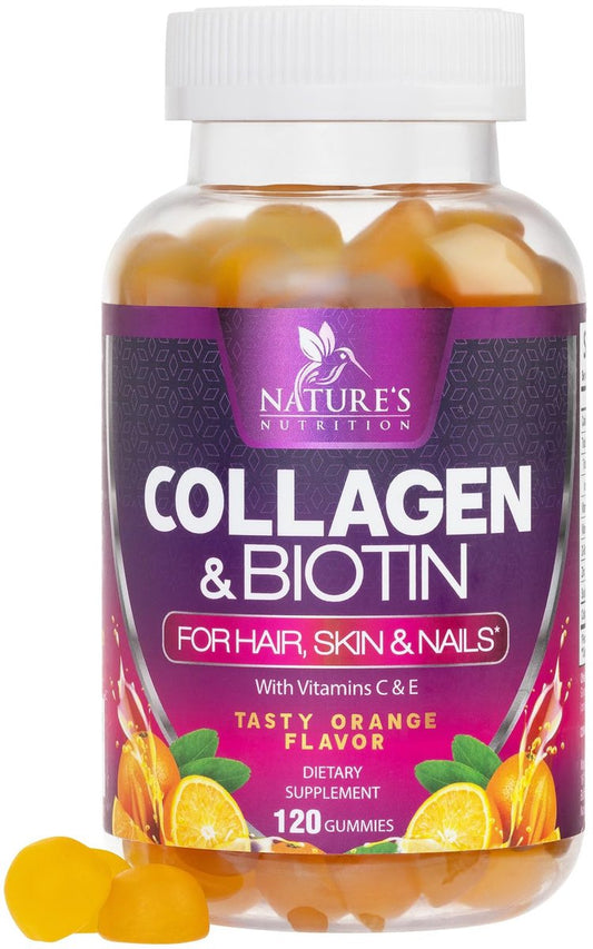 Collagen Gummis – 2500mcg Biotin pro Portion – Komplettes Kollagenpräparat mit hydrolysierten Peptiden Typ I & III, Biotin, Zink & Vitamin C – Haar-, Haut- & Nagelunterstützung für Frauen & Männer – 120 Gummis