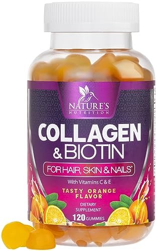 Collagen Gummis – 2500mcg Biotin pro Portion – Komplettes Kollagenpräparat mit hydrolysierten Peptiden Typ I & III, Biotin, Zink & Vitamin C – Haar-, Haut- & Nagelunterstützung für Frauen & Männer – 120 Gummis
