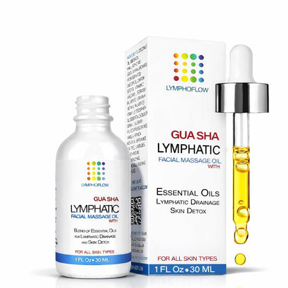 Bruizex Lymphdrainage-Öl für Gesichts- & Nackenmassage, mit Kokos- und Jojobaöl, angereichert mit Vitamin E & C, Hyaluronsäure & Retinol – 1 Fl Oz