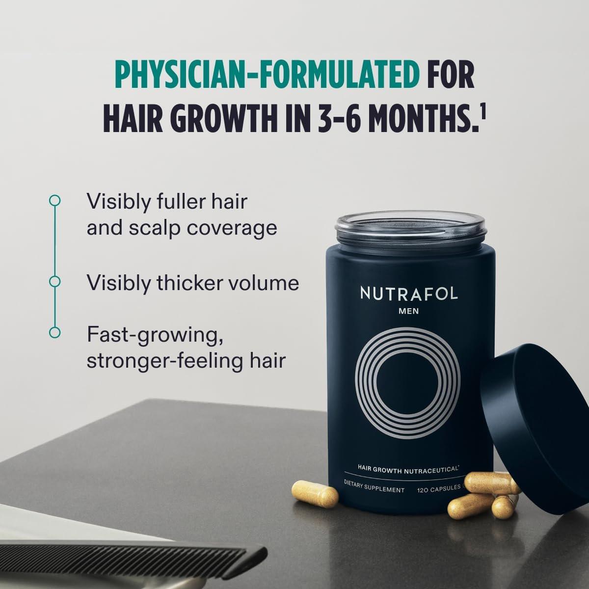 Nutrafol Männer Haarausfall Ergänzung und Kollagenpeptide Pulver – Ärztlich formuliert für sichtbar dichteres, stärkeres Haar – Dermatologen empfohlen – 1 Monatsvorrat, 340 g Flasche