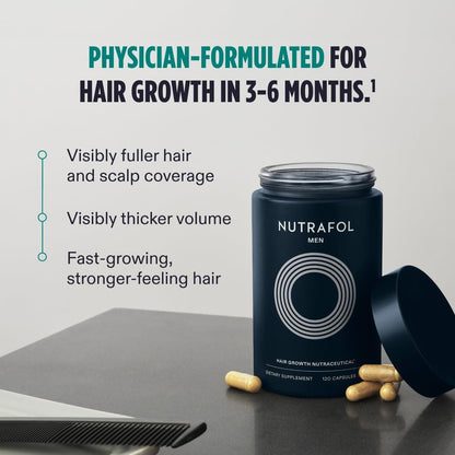 Nutrafol Männer Haarausfall Ergänzung und Kollagenpeptide Pulver – Ärztlich formuliert für sichtbar dichteres, stärkeres Haar – Dermatologen empfohlen – 1 Monatsvorrat, 340 g Flasche