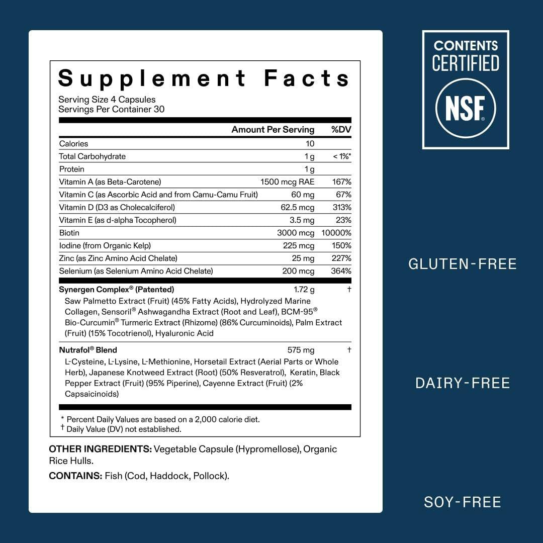 Nutrafol Männer Haarausfall Ergänzung und Kollagenpeptide Pulver – Ärztlich formuliert für sichtbar dichteres, stärkeres Haar – Dermatologen empfohlen – 1 Monatsvorrat, 340 g Flasche