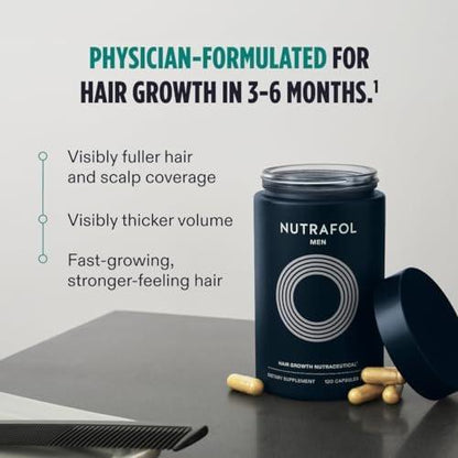 Nutrafol Männer Haarausfall Ergänzung und Kollagenpeptide Pulver – Ärztlich formuliert für sichtbar dichteres, stärkeres Haar – Dermatologen empfohlen – 1 Monatsvorrat, 340 g Flasche
