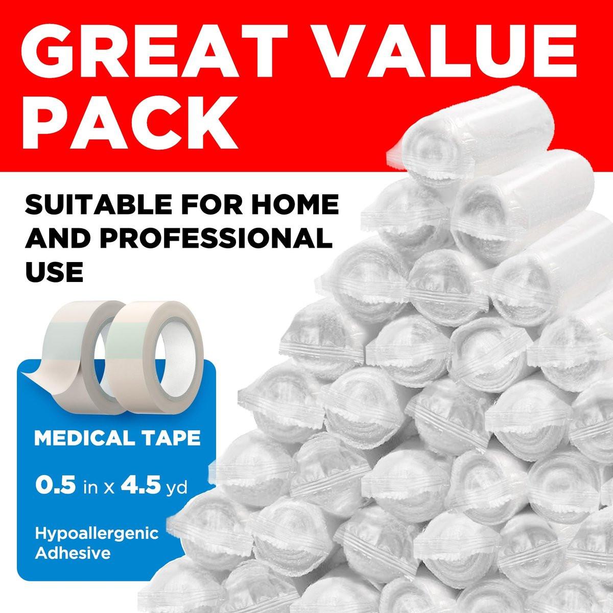 Mighty-X 36er Pack Mullbinden 3" x 4,1yd – Weiche, atmungsaktive, latexfreie, einzeln verpackte Verbandrollen mit Klebeband-Bonus – Dehnbarer Fixierverband für die Wundversorgung – auch als Tierverband geeignet