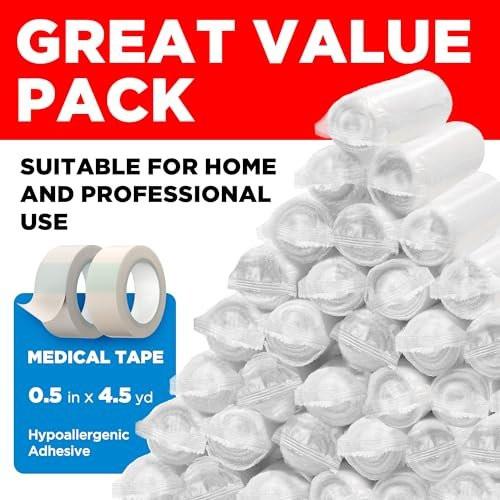 Mighty-X 36er Pack Mullbinden 3" x 4,1yd – Weiche, atmungsaktive, latexfreie, einzeln verpackte Verbandrollen mit Klebeband-Bonus – Dehnbarer Fixierverband für die Wundversorgung – auch als Tierverband geeignet