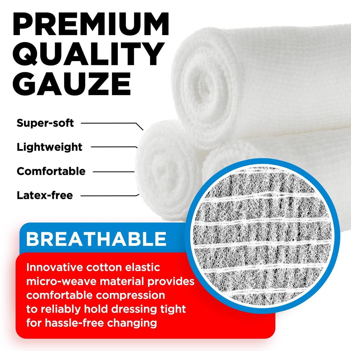 Mighty-X 36er Pack Mullbinden 3" x 4,1yd – Weiche, atmungsaktive, latexfreie, einzeln verpackte Verbandrollen mit Klebeband-Bonus – Dehnbarer Fixierverband für die Wundversorgung – auch als Tierverband geeignet
