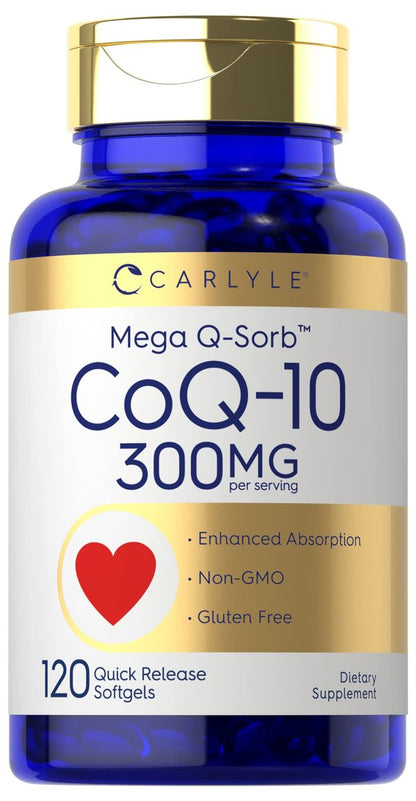 Carlyle CoQ10 300 mg – 120 Softgels | Mega Q-Sorb Coenzym Q-10 mit schwarzem Pfefferextrakt | Nicht-GMO, glutenfreies Nahrungsergänzungsmittel