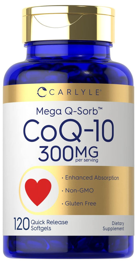 Carlyle CoQ10 300 mg – 120 Softgels | Mega Q-Sorb Coenzym Q-10 mit schwarzem Pfefferextrakt | Nicht-GMO, glutenfreies Nahrungsergänzungsmittel