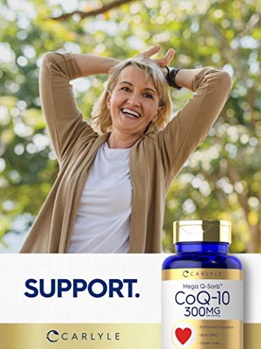Carlyle CoQ10 300 mg – 120 Softgels | Mega Q-Sorb Coenzym Q-10 mit schwarzem Pfefferextrakt | Nicht-GMO, glutenfreies Nahrungsergänzungsmittel