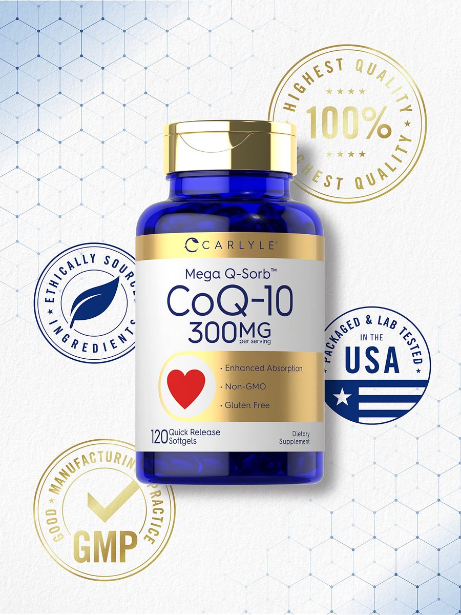 Carlyle CoQ10 300 mg – 120 Softgels | Mega Q-Sorb Coenzym Q-10 mit schwarzem Pfefferextrakt | Nicht-GMO, glutenfreies Nahrungsergänzungsmittel