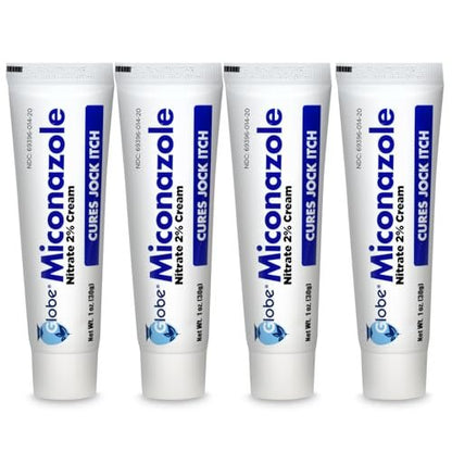 Globe Miconazolnitrat 2% Antimykotische Creme (4er-Pack) – Behandelt Fußpilz, Juckreiz, Ringelflechte und mehr, 1 Unze Tube