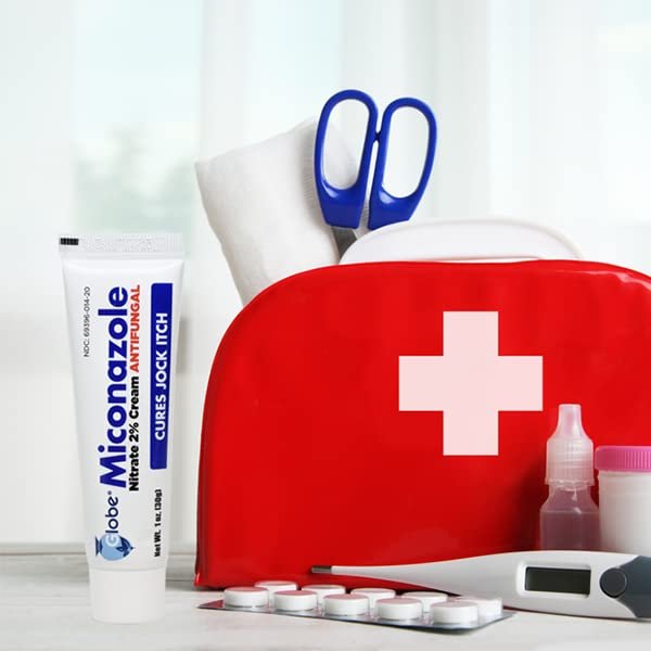 Globe Miconazolnitrat 2% Antimykotische Creme (4er-Pack) – Behandelt Fußpilz, Juckreiz, Ringelflechte und mehr, 1 Unze Tube