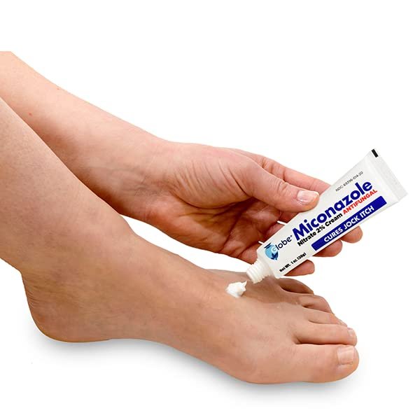Globe Miconazolnitrat 2% Antimykotische Creme (4er-Pack) – Behandelt Fußpilz, Juckreiz, Ringelflechte und mehr, 1 Unze Tube