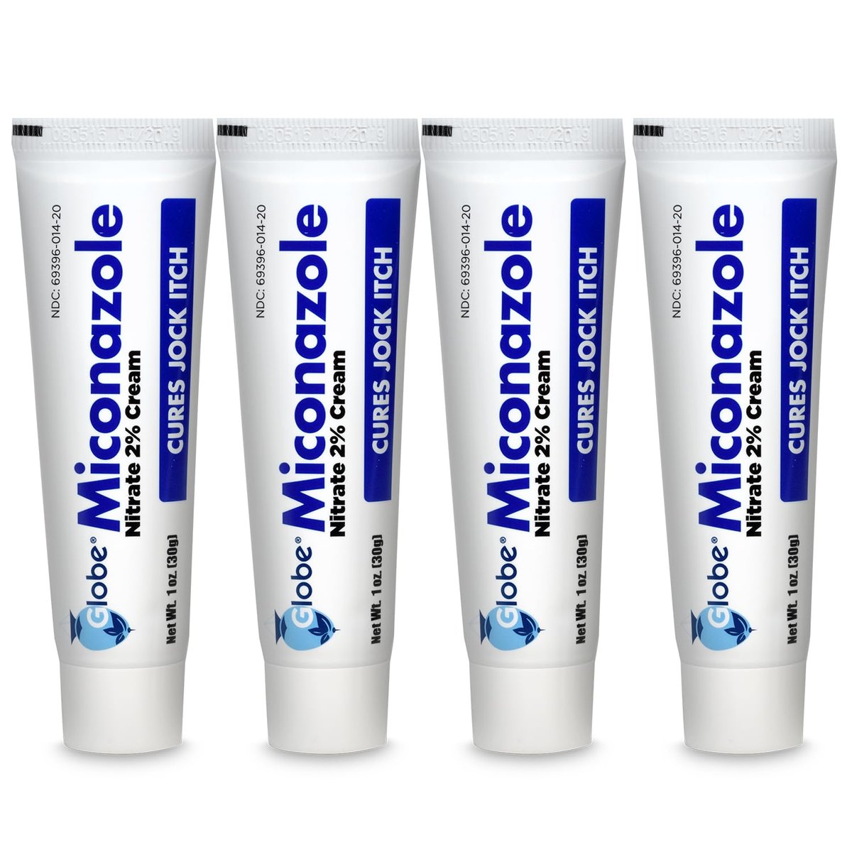 Globe Miconazolnitrat 2% Antimykotische Creme (4er-Pack) – Behandelt Fußpilz, Juckreiz, Ringelflechte und mehr, 1 Unze Tube