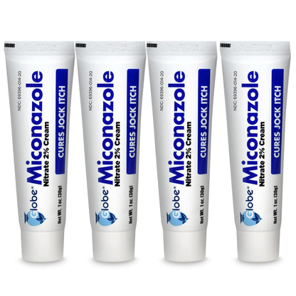 Globe Miconazolnitrat 2% Antimykotische Creme (4er-Pack) – Behandelt Fußpilz, Juckreiz, Ringelflechte und mehr, 1 Unze Tube