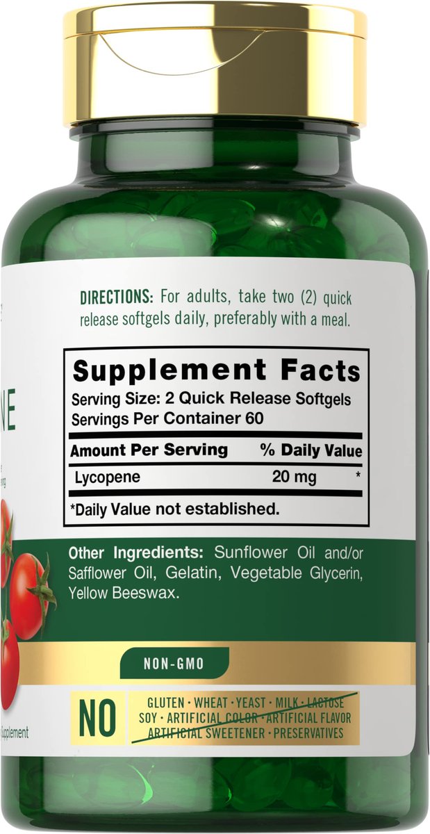 Carlyle Lycopene 20 mg | 120 Weichkapseln | Nicht-GVO & Glutenfrei | Nahrungsergänzungsmittel