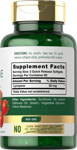 Carlyle Lycopene 20 mg | 120 Weichkapseln | Nicht-GVO & Glutenfrei | Nahrungsergänzungsmittel