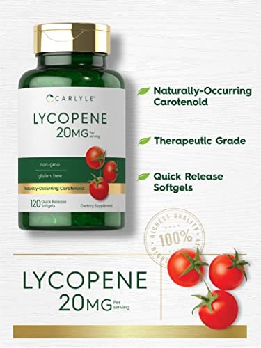 Carlyle Lycopene 20 mg | 120 Weichkapseln | Nicht-GVO & Glutenfrei | Nahrungsergänzungsmittel