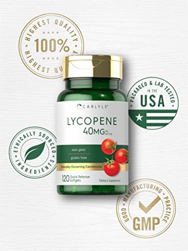 Carlyle Lycopin 40 mg | 120 Softgels | Natürlich vorkommendes Carotinoid | Nahrungsergänzungsmittel, Non-GMO & glutenfrei