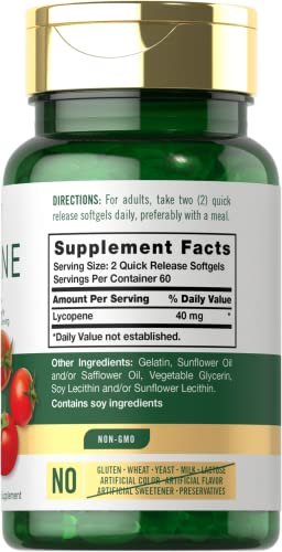 Carlyle Lycopin 40 mg | 120 Softgels | Natürlich vorkommendes Carotinoid | Nahrungsergänzungsmittel, Non-GMO & glutenfrei