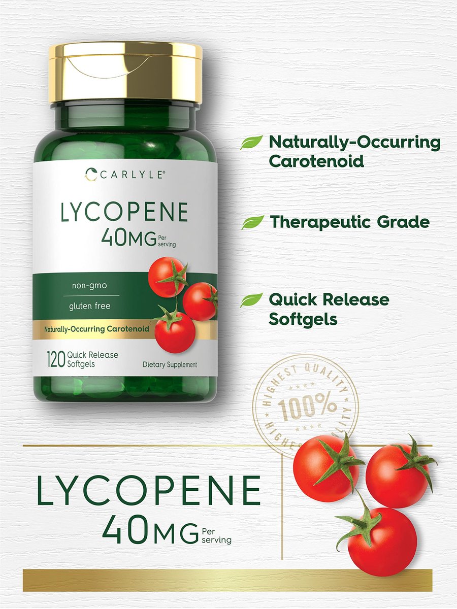 Carlyle Lycopin 40 mg | 120 Softgels | Natürlich vorkommendes Carotinoid | Nahrungsergänzungsmittel, Non-GMO & glutenfrei
