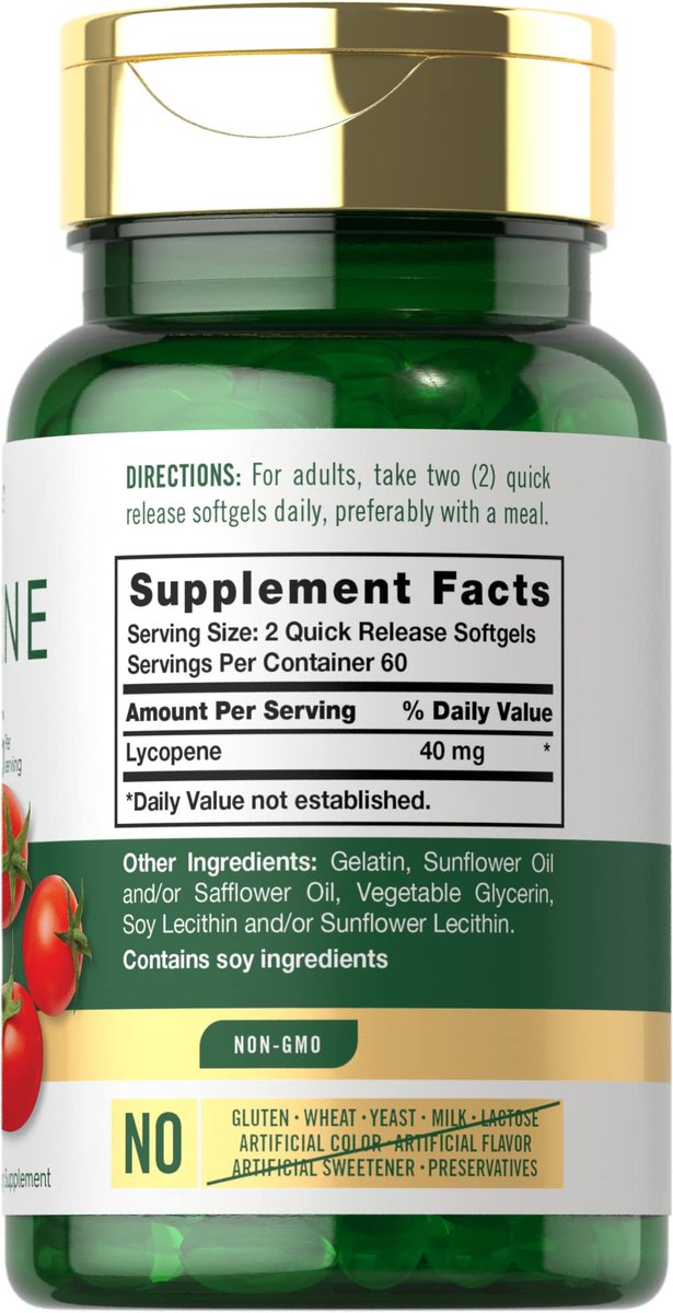 Carlyle Lycopin 40 mg | 120 Softgels | Natürlich vorkommendes Carotinoid | Nahrungsergänzungsmittel, Non-GMO & glutenfrei