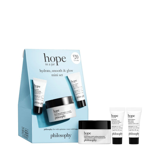 Philosophy Hope in a Jar Hautpflege Mini-Set – 3-teiliges Pflegeset für strahlende Haut