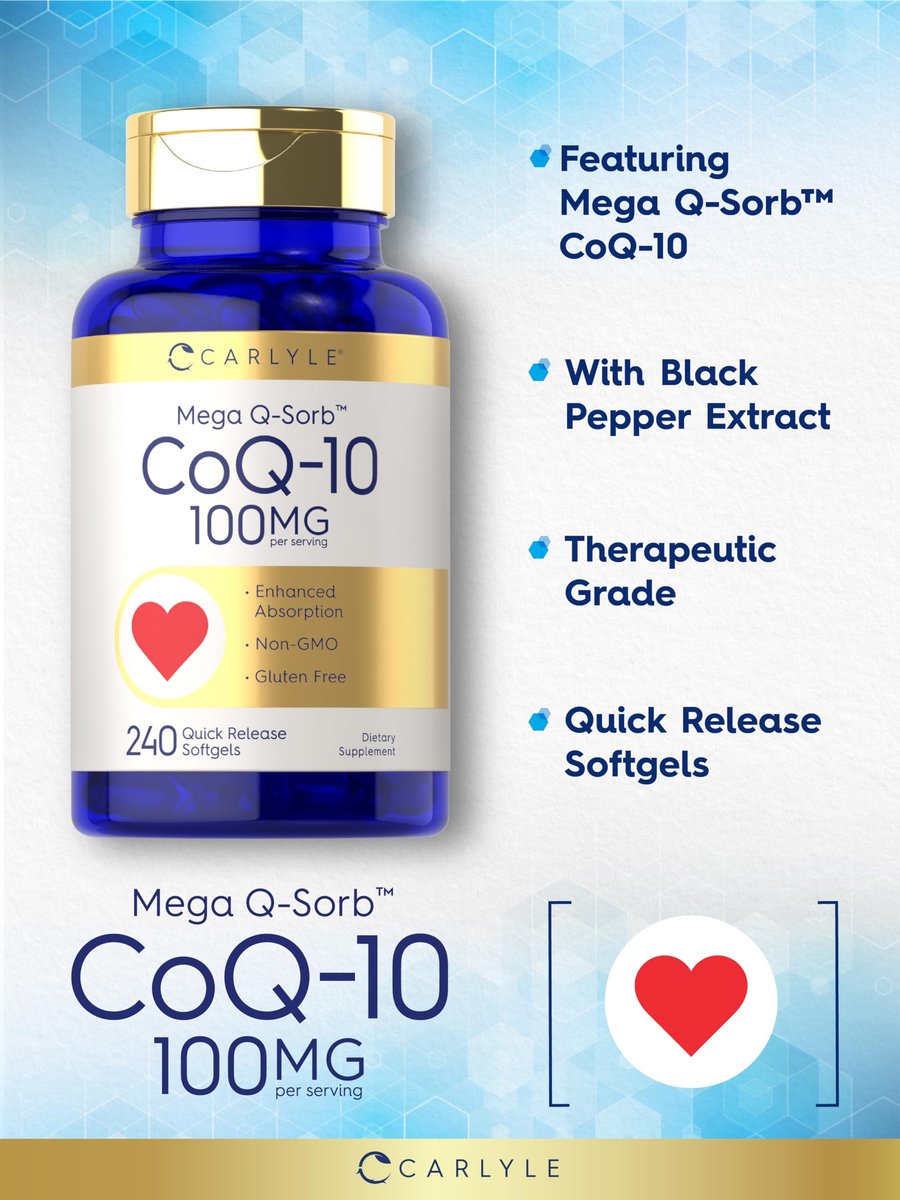 Carlyle CoQ10 100mg Weichkapseln | 240 Stück | Mega Q-Sorb Coenzym Q-10 | mit Schwarzem Pfeffer Extrakt | Nicht-GVO & Glutenfrei