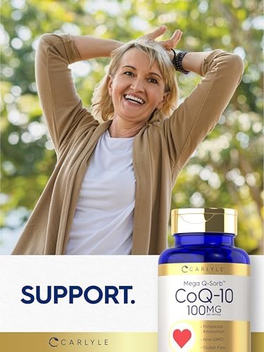 Carlyle CoQ10 100mg Weichkapseln | 240 Stück | Mega Q-Sorb Coenzym Q-10 | mit Schwarzem Pfeffer Extrakt | Nicht-GVO & Glutenfrei