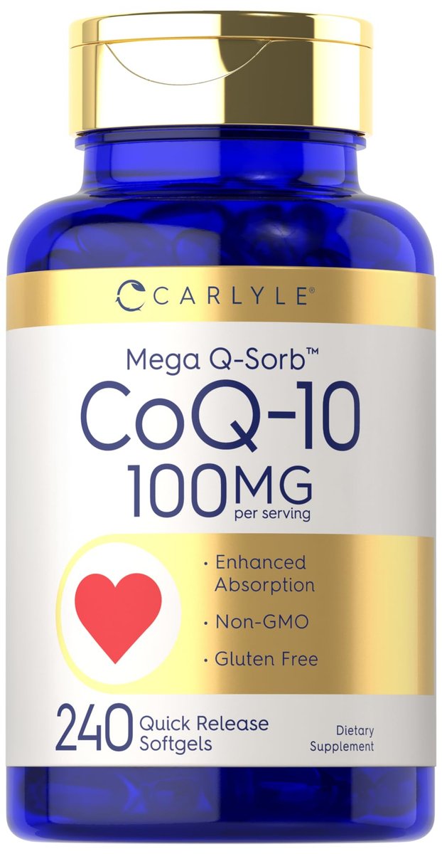 Carlyle CoQ10 100mg Weichkapseln | 240 Stück | Mega Q-Sorb Coenzym Q-10 | mit Schwarzem Pfeffer Extrakt | Nicht-GVO & Glutenfrei