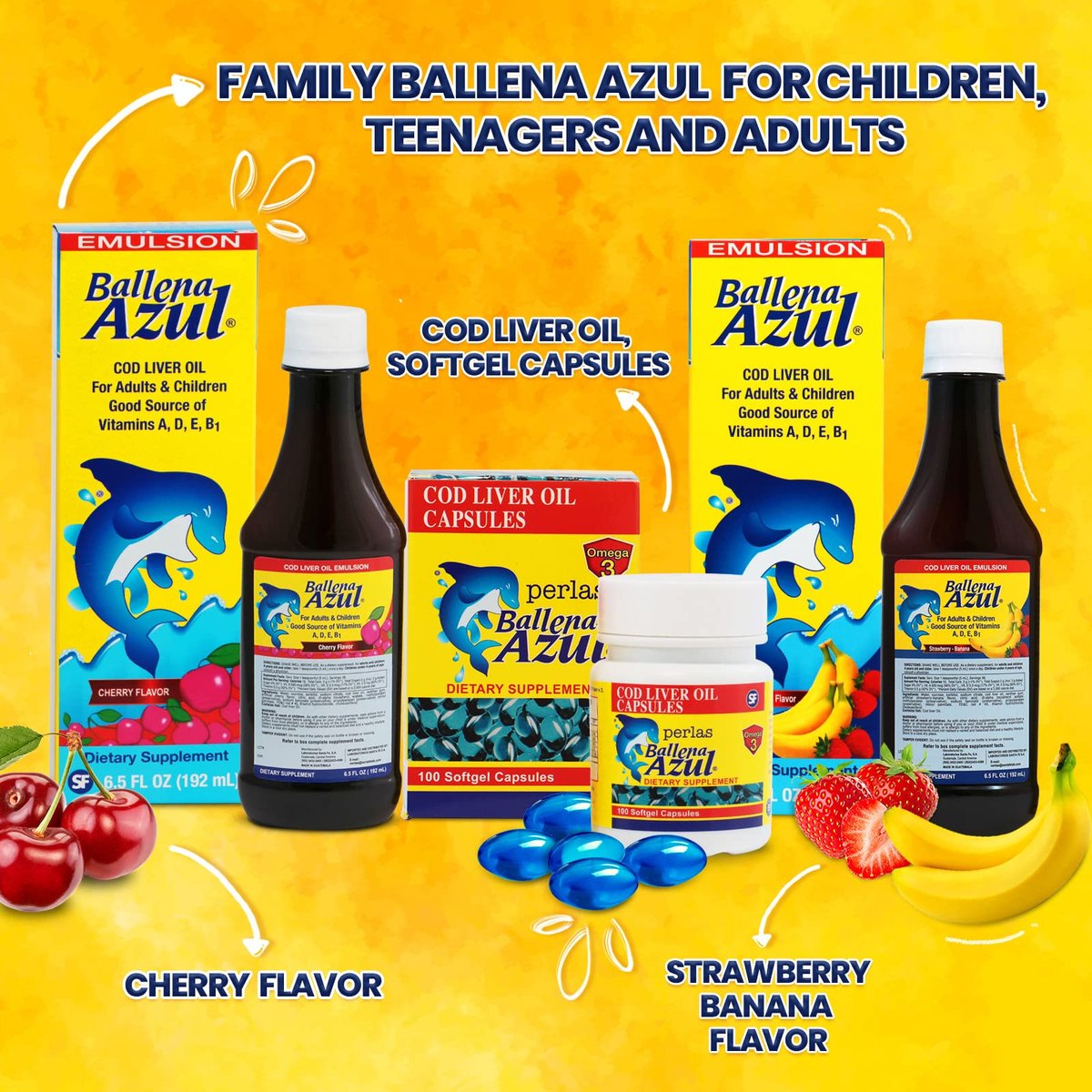 Ballena Azul Lebertran für Erwachsene und Kinder – Reich an Vitaminen A, D, E, B1 und Omega-3