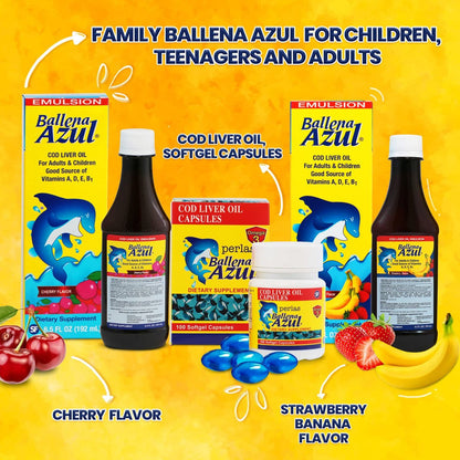 Ballena Azul Lebertran für Erwachsene und Kinder – Reich an Vitaminen A, D, E, B1 und Omega-3
