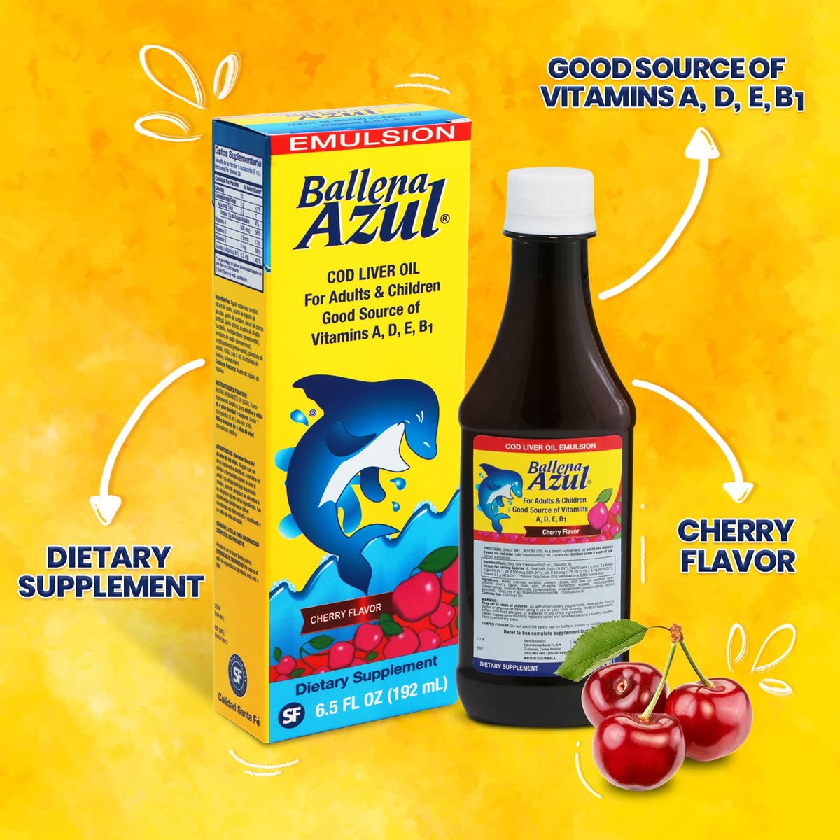 Ballena Azul Lebertran für Erwachsene und Kinder – Reich an Vitaminen A, D, E, B1 und Omega-3