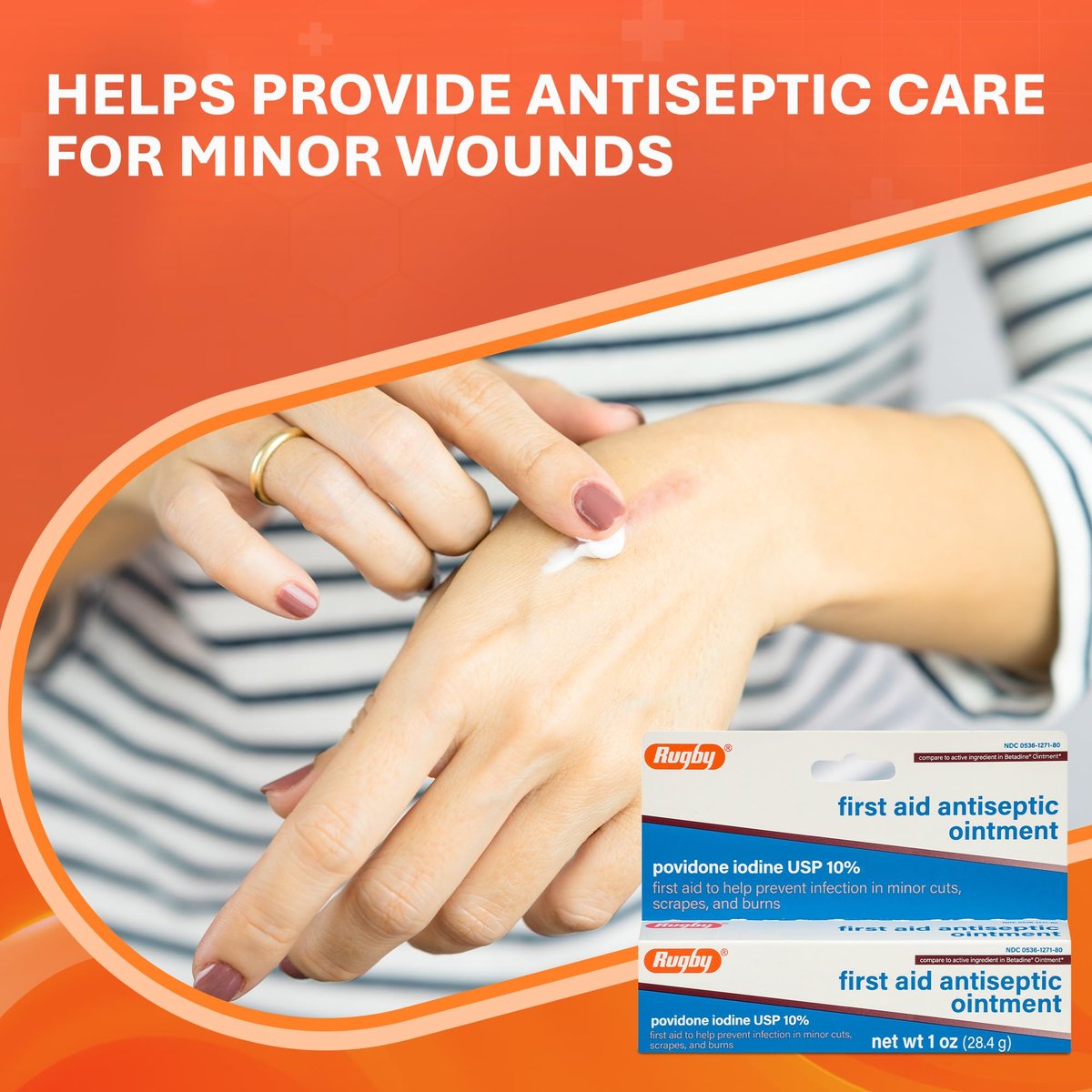 Rugby First Aid Antiseptische Salbe, Povidon-Iod USP 10% topische Lösung, hilft Infektionen bei kleinen Schnitten, Schürfwunden und Verbrennungen vorzubeugen - 28 g