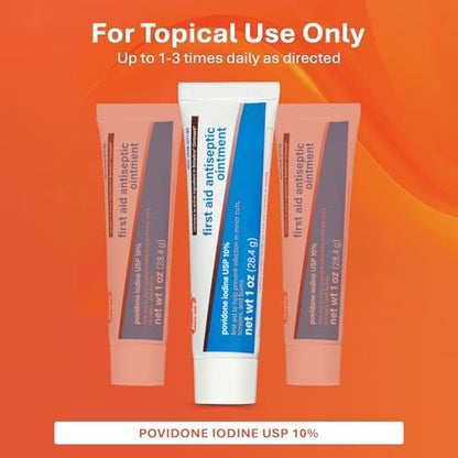 Rugby First Aid Antiseptische Salbe, Povidon-Iod USP 10% topische Lösung, hilft Infektionen bei kleinen Schnitten, Schürfwunden und Verbrennungen vorzubeugen - 28 g
