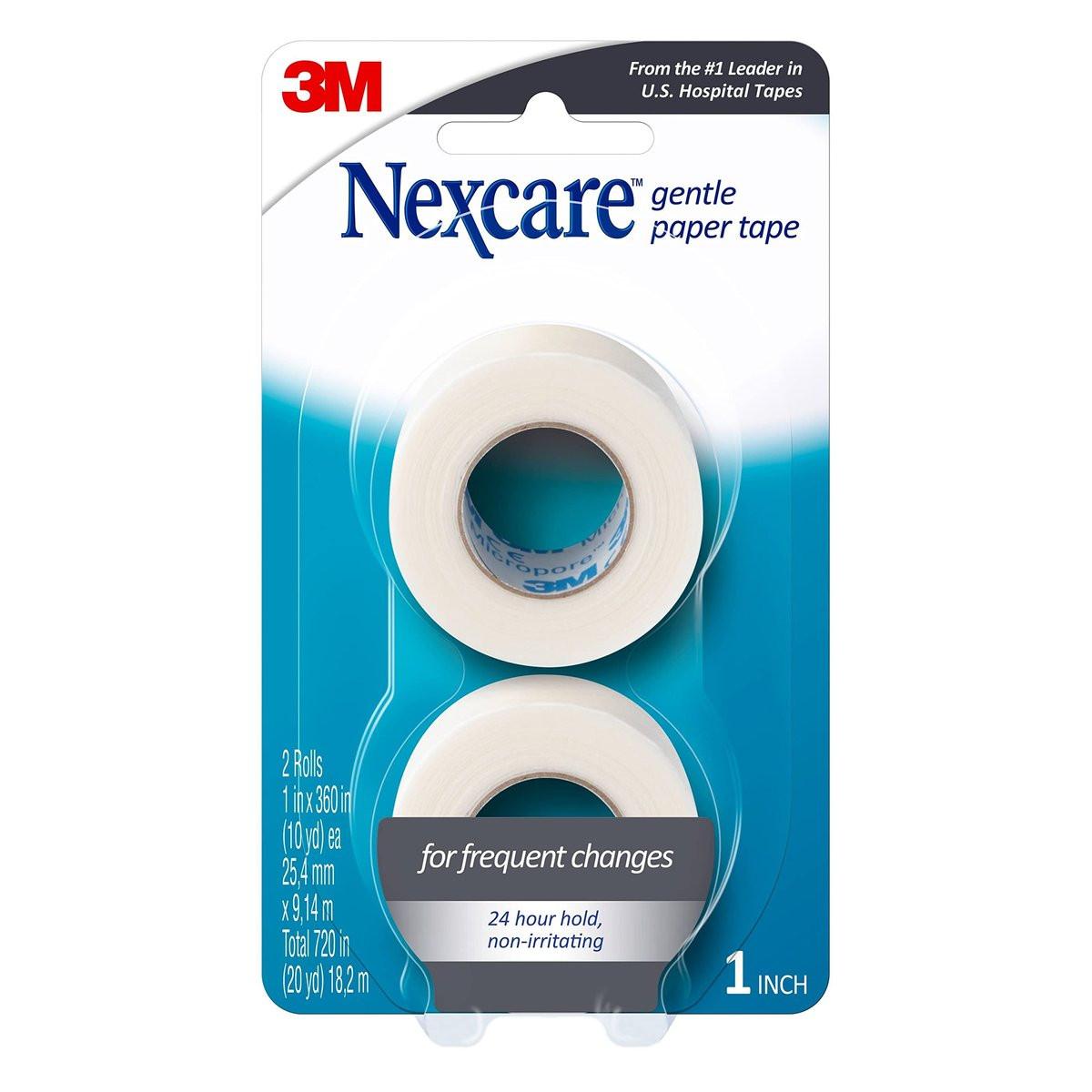 Nexcare Sanftes Papierpflaster, Medizinisches Papierpflaster, sichert Verbände und lässt sich sanft lösen - 2,5 cm x 9,1 m, 2 Rollen
