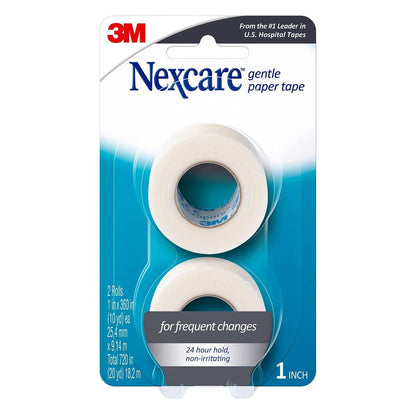 Nexcare Sanftes Papierpflaster, Medizinisches Papierpflaster, sichert Verbände und lässt sich sanft lösen - 2,5 cm x 9,1 m, 2 Rollen