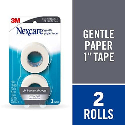 Nexcare Sanftes Papierpflaster, Medizinisches Papierpflaster, sichert Verbände und lässt sich sanft lösen - 2,5 cm x 9,1 m, 2 Rollen