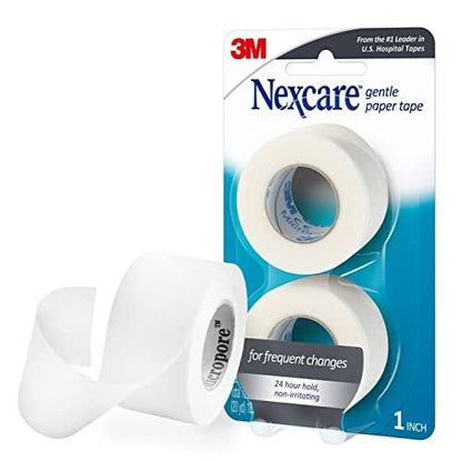 Nexcare Sanftes Papierpflaster, Medizinisches Papierpflaster, sichert Verbände und lässt sich sanft lösen - 2,5 cm x 9,1 m, 2 Rollen