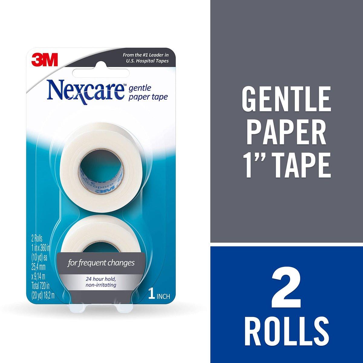 Nexcare Sanftes Papierpflaster, Medizinisches Papierpflaster, sichert Verbände und lässt sich sanft lösen - 2,5 cm x 9,1 m, 2 Rollen