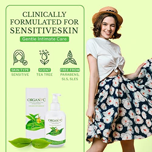 Organyc Intimwaschgel für empfindliche Haut, 250 ml, pH-ausgewogener Reiniger mit Bio-Teeöl & Pflanzenextrakten