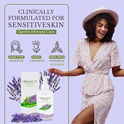 Organyc Intimwaschgel für empfindliche Haut, 250 ml, pH-ausgeglichene Reinigung mit Bio-Lavendel & Pflanzenextrakten